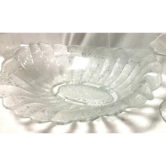 Fenton San Toy Crystal Art Glass Bowl Frosted Etching Vintage 1930s